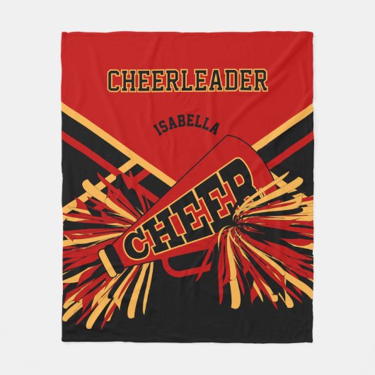 Für Cheerleader 📣 - Dunkelrot, Gold und Schwarz Fleecedecke (Vorderseite)