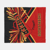 Für Cheerleader 📣 - Dunkelrot, Gold und Schwarz Fleecedecke (Vorderseite (Horizontal))