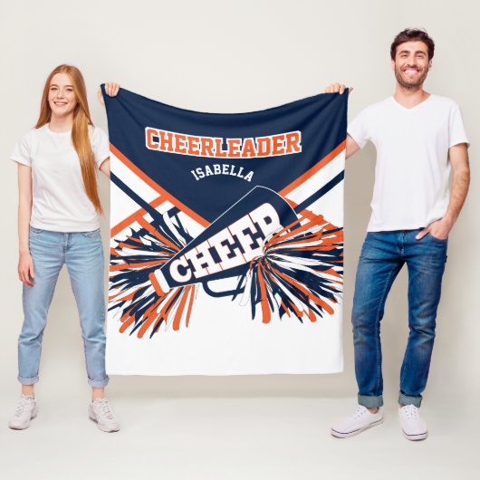 Für Cheerleader 📣: Navy Blue, Orange und White Fleecedecke (Beispiel)