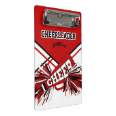 Für Cheerleader - rot, schwarz und weiß Mini Klemmbrett (Schrägansicht)