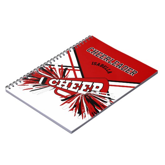 Für Cheerleader - rot, weiß und schwarz Notizblock (Linke Seite)