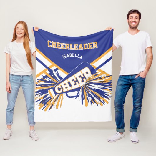 Für Chefleader 📣 - Blau, Gold und Weiß Fleecedecke (Beispiel)