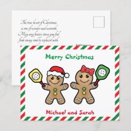 Für Couple Pickleball Gingerbret People Postkarte