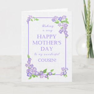 Für Cousin Mother's Day Mauve Phlox Blume Card Karte