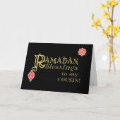Für Cousin Ramadan Blessings Gold auf schwarz Karte (Gelbe Blume)