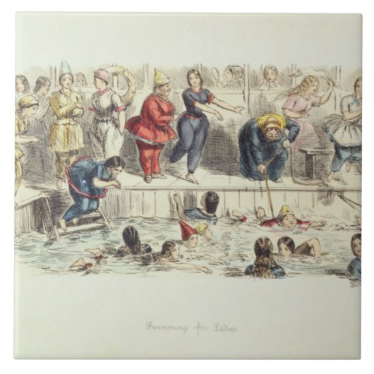 Für Damen schwimmen, 1844 (litho) Fliese (Vorderseite)