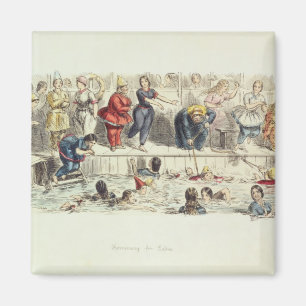 Für Damen schwimmen, 1844 (litho) Magnet