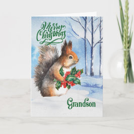 für das Weihnachtseichhörnchen Winter Woodland Feiertagskarte