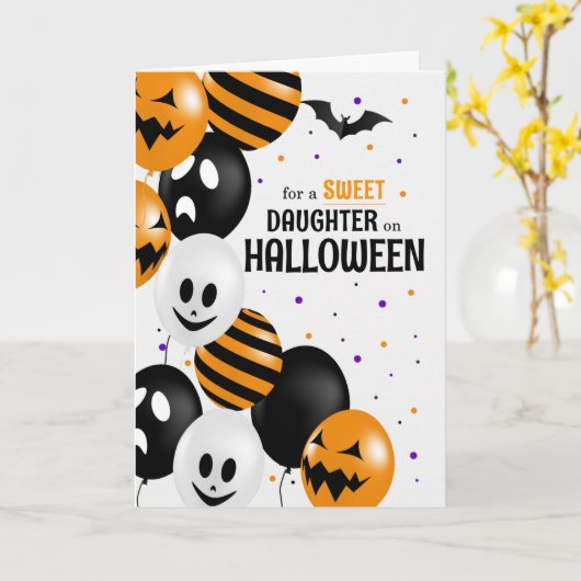 für Daughter Balloons Polka Dots Halloween Karte (Gelbe Blume)