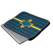 Fur de lis, Gold, blauer Diamant, Initialen/Name h Laptopschutzhülle (Vorne Knopf)