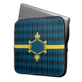 Fur de lis, Gold, blauer Diamant, Initialen/Name h Laptopschutzhülle (Vorderseite Links)
