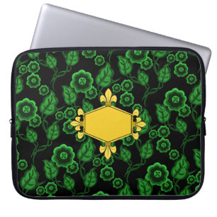 Fur de lis, Gold, grüne Blüte, Zeichen hinzufügen/ Laptopschutzhülle