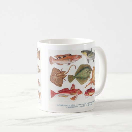 Für den Angler - Vintage Fischbilder Kaffeetasse (VorderseiteRechts)