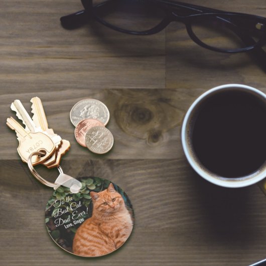 Für den besten Cat Vater je benutzerdefiniertes Fo Schlüsselanhänger