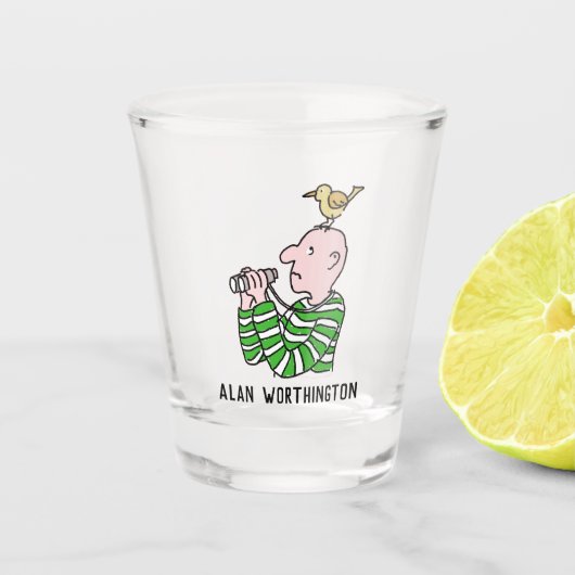 Für den Birdwatcher oder Ornithologen. Schnapsglas (Vorderseite)