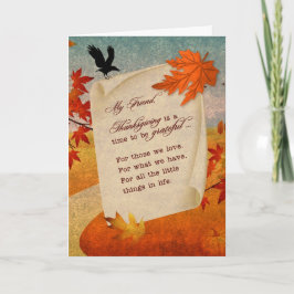 für den Erntedank "Friend Sentimental Autumn Path" Feiertagskarte
