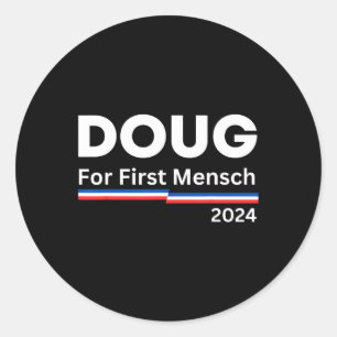 Für den ersten Mensch Yiddish Pun Kamala Harris He Runder Aufkleber