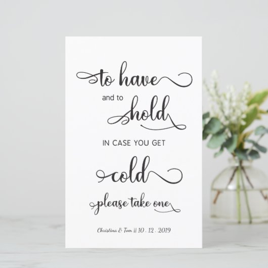 "Für den Fall, dass Sie kalt werden" Modernes schw (Stehend Vorderseite)