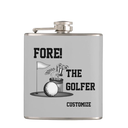 Für den Golfer Vinyl umwickelte Flasche Flachmann (Vorderseite)