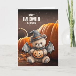 für den Patenonkel Teddybär Hexe und Flügel Hallow Feiertagskarte