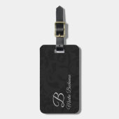 für den Reisenden Black Damask Mit Monogramm Gepäckanhänger (Vorderseite vertikal)