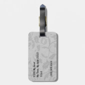 für den Reisenden Black Damask Mit Monogramm Gepäckanhänger (Rückseite vertikal)