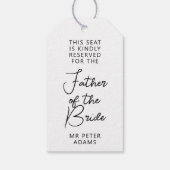 Für den Vater der Braut reservierter Platz Schwarz Geschenkanhänger (Rückseite)