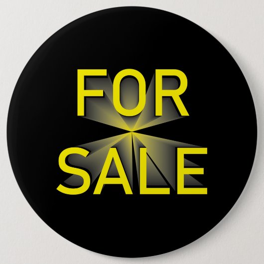 für den Verkauf gelb schwarz Button (Vorderseite)