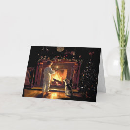 Für den Weihnachtsmann durch das Feuer gewartet Karte