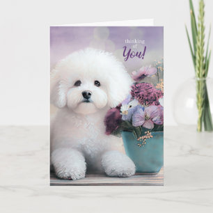 Für Dich Bichon Frise Hund Lila Blumen Karte