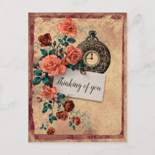 Für Dich gedachte Blumenarmbanduhr im Vintage-Stil Postkarte