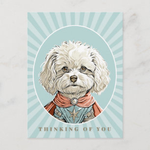 Für Dich Gedachtes Weißes Superhelden-Hund-Kunstwe Postkarte
