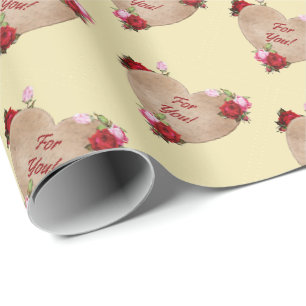 Für dich im Vintage-Stil Herz mit Rosen Geschenkve Geschenkpapier