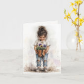 Für dich kleines Mädchen mit Stiefmütterchen Karte (Gelbe Blume)