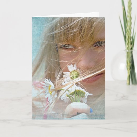 Für Dich Mädchen mit Gänseblümchen  Karte (Vorderseite)