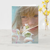 Für Dich Mädchen mit Gänseblümchen  Karte (Gelbe Blume)