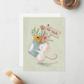 für dich Maus mit Blumenstrauß Mitteilungskarte (Vorderseite/Rückseite Beispiel)