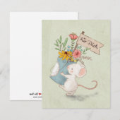 für dich Maus mit Blumenstrauß Mitteilungskarte (Vorne/Hinten)