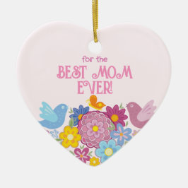 Für die beste Mama je Blume und Schmetterling, Vög Keramik Ornament