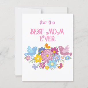 Für die beste Mama je Blume und Schmetterling, Vög Postkarte