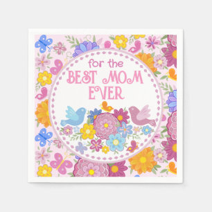 Für die beste Mama überhaupt Blumen und Schmetterl Serviette