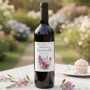 Für die Braut Florale Brautparty Weinetikett