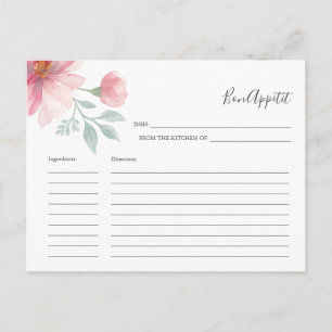 Für die Bride-Rezept-Karte rosa Aquarellfarben-Blu Feiertagspostkarte