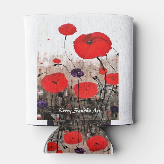 'Für die Fallgruben' (roter Mohndesign) Dosenkühler (Rückseite)