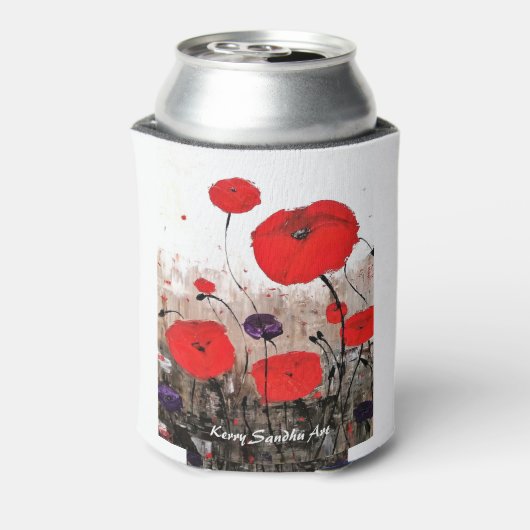 'Für die Fallgruben' (roter Mohndesign) Dosenkühler (Kanne Rückseite)
