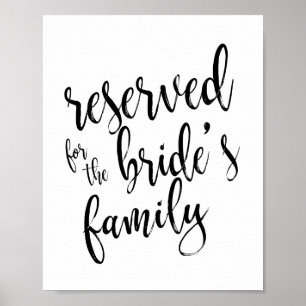 Für die Familie der Braut reserviertes 8x10 Hochze Poster