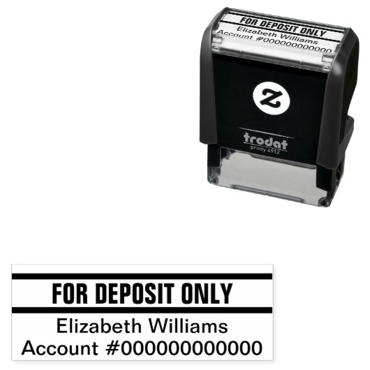 Für die Hinterlegung nur Kontonummer eines Textvor Permastempel (Beispiel)