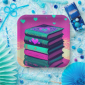 Für die Liebe der Bücher rosa Platz Pappteller (Party)