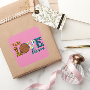 Für die Liebe der Game Basketball Mama Leopard Quadratischer Aufkleber