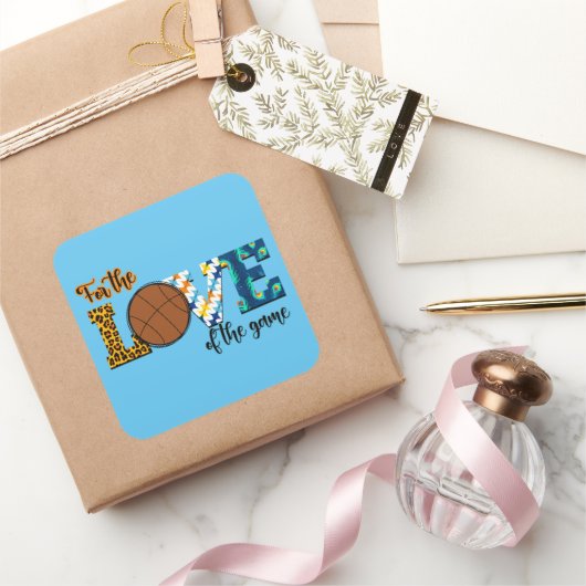 Für die Liebe der Game Basketball Mama Leopard Quadratischer Aufkleber (Schenken)